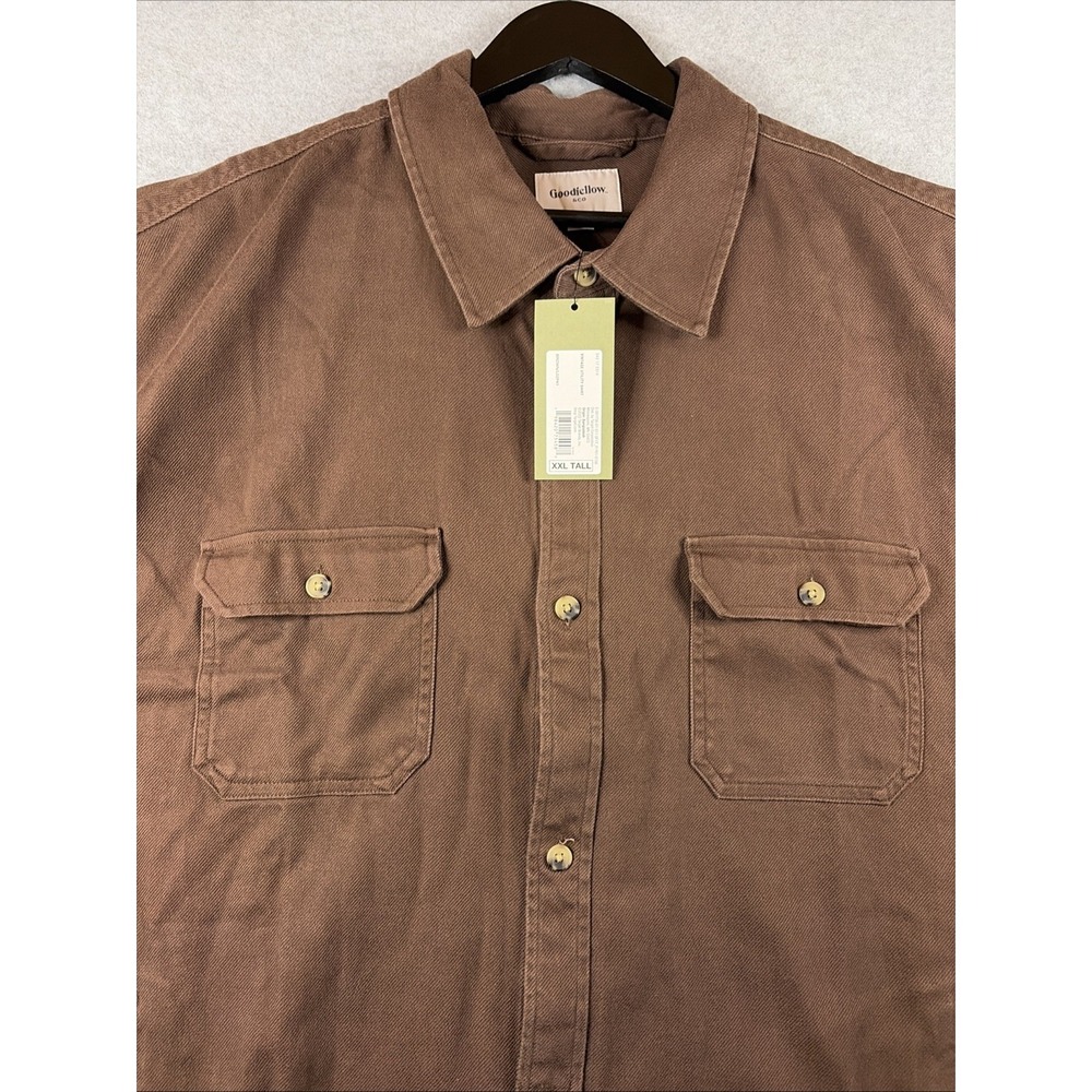 Goodfellow & Co. Vintage Long Sleeve Utility Shirt in Brown - Men's XXL Tall - Picture 2 of 10